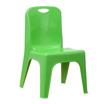 Flash Furniture Green Plastic Stackable School Chair with Carrying Handle and 11&#39;&#39; Seat Height