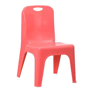 Flash Furniture Red Plastic Stackable School Chair with Carrying Handle and 11&#39;&#39; Seat Height
