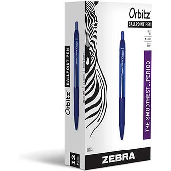 Zebra&#174; Orbitz Retractable Gel Pen, Blue Ink, Bold, Dozen