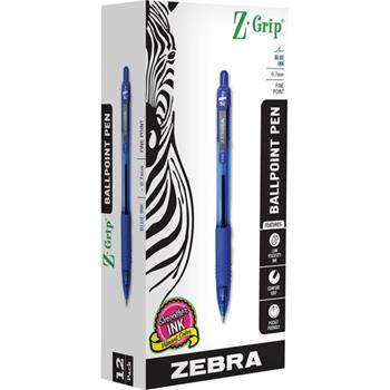 Zebra Z-Grip Retractable Ballpoint Pen, Medium 0.7 mm, Blue Ink, Blue Tinted Barrel, Dozen