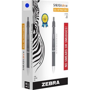 Zebra Sarasa Dry Gel X1 Retractable Pen, Medium Point, 0.7 mm, Blue Ink