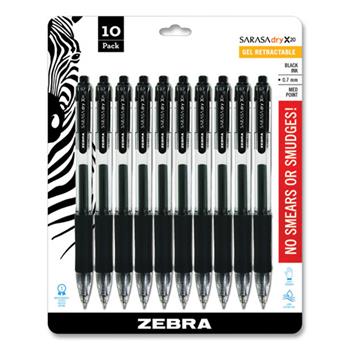 Set of 12 Zebra Sarasa 0.7mm Retractable Gel Ink Rollerball Pen Black Ink 