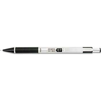 Zebra&#174; M-301 Mechanical Pencil, 0.7 mm, Stainless Steel w/Black Accents Barrel