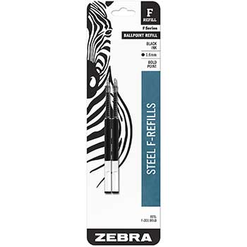 Zebra&#174; Refill for F-301, F-301 Ultra, F-402, 301A, Spiral Ballpoint, Black, Bold, 2/Pk