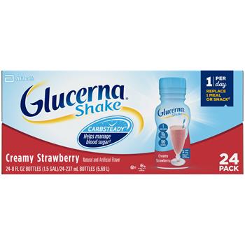 Glucerna Diabetes Nutritional Shake, Strawberries &amp; Cream, Ready-To-Drink Bottles, 8 oz, 24/Pack