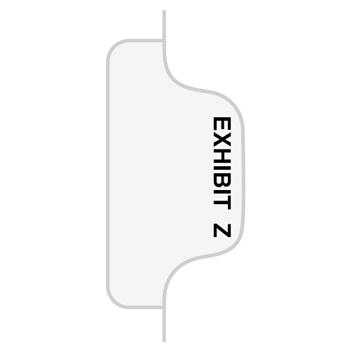 Legal Tabs Kleer-Fax&#174; Legal Index Divider, Avery&#174; Style, Letter Size, Side Tab, 1/10th cut, Exhibit Z