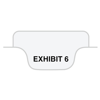 Legal Tabs 80000 Series Legal Index Dividers, Bottom Tab, Printed &quot;Exhibit 6&quot;, 25/Pack