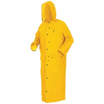 MCR Safety Rider Coat 60&quot;, .35mm PVC/Poly, Detachable Hood, Yellow, 2XL