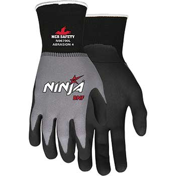 MCR Safety Ninja&#174; BNF w/ NTF&#174; Coating Gloves, Cut Resistant, Gray, Small, 12/PK