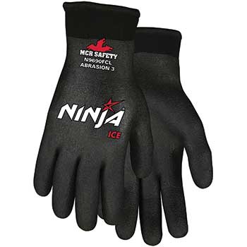 MCR Safety Ninja&#174; Ice Fully Coated Gloves, Insulated, Cut Resistant, Black, Large