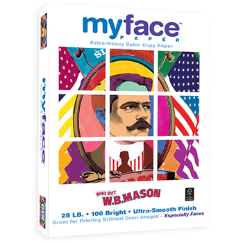 myface™ Extra-Heavy Color Copy Paper, 100 Bright, 28 lb., 8 1/2 x 11, White, 500/RM