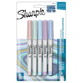 Sharpie Permanent Markers, Mystic Gem Special Edition, Ultra-Fine Point, Assorted, 5/PK