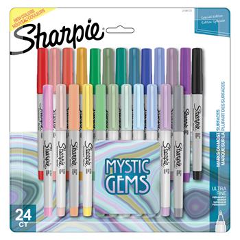 Sharpie Permanent Markers, Mystic Gem Color Markers, Ultra-Fine Point, Assorted, 24/PK