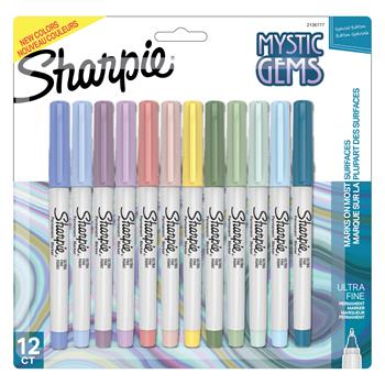 Sharpie Permanent Markers, Mystic Gem Special Edition, Ultra-Fine Point, Assorted, 12/PK