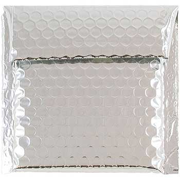 JAM Paper Bubble Padded Mailers with Hook &amp; Loop Closure, 5 1/2&quot; x 6 1/2&quot;, Silver Metallic, 100/PK