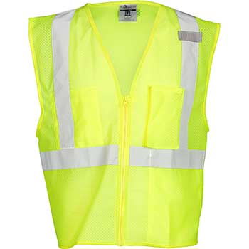 ML Kishigo Zipper Mesh Vest, 3 Pocket, Lime, 2X-Large
