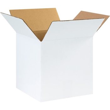 W.B. Mason Co. Corrugated Boxes, 10&quot; x 10&quot; x 10&quot;, White, 25/Bundle