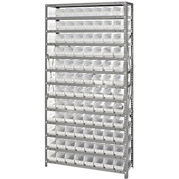 Quantum Storage Systems Economy 4&quot; Shelf Bin Steel Shelving Systems, 12&quot; x 36&quot; x 75&quot;