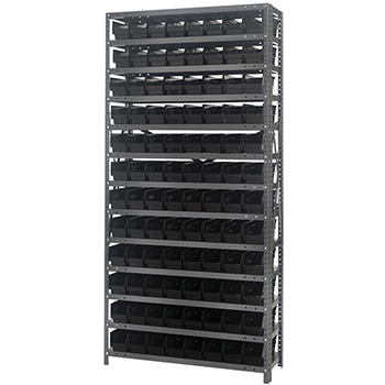 Quantum Storage Systems Economy 4&quot; Shelf Bin Steel Shelving Systems, 12&quot; x 36&quot; x 75&quot;