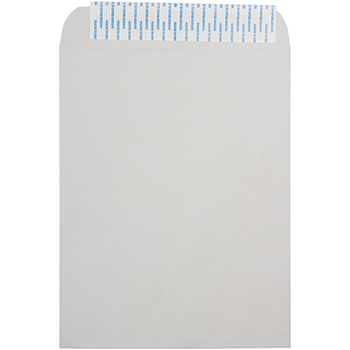 JAM Paper Open End Recycled Envelopes with Peel and Seal Closure, 10&quot; x 13&quot;, Light Grey, 50/PK