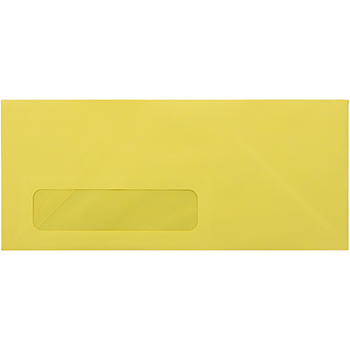 JAM Paper #10 Business Colored Window Envelopes, 4 1/8&quot; x 9 1/2&quot;, Ultra Lemon, 25/PK