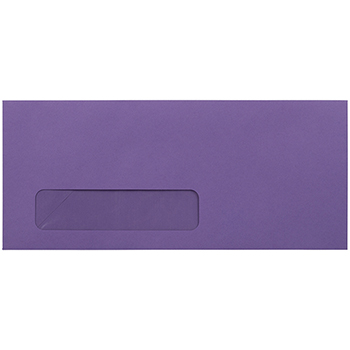 JAM Paper #10 Business Colored Window Envelopes, 4 1/8&quot; x 9 1/2&quot;, Violet Recycled, 1000/CT