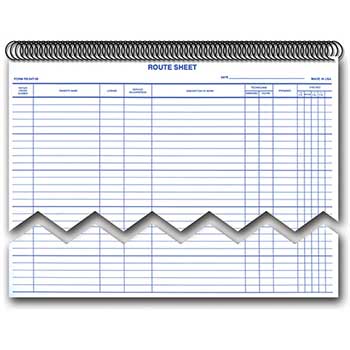 Auto Supplies Route Sheet, RS-547-SB, Spiral Bound, 50 Lines