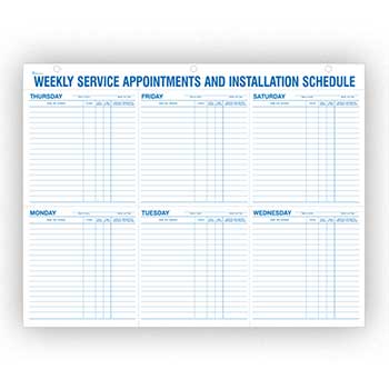 Auto Supplies Weekly Service Appt &amp; Inst Schedule, 9927, 22&quot; x 17&quot;, 52 Sheets
