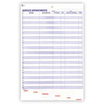 Auto Supplies Sevice Appointment Form, 63-SA, 6 Part Snap Out, 50/BX