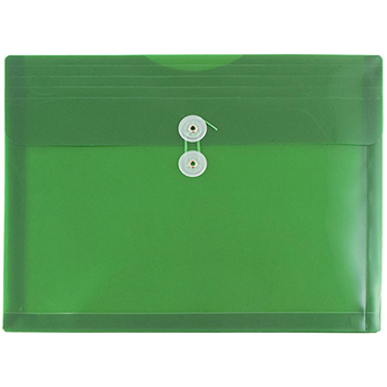 JAM Paper Plastic Envelopes with Button &amp; String Tie Closure, Letter Booklet, 9 3/4&quot; x 13&quot;, Green, 108/PK