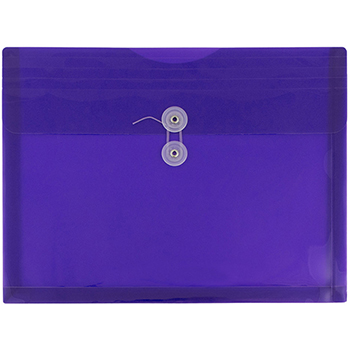 JAM Paper Plastic Envelopes with Button &amp; String Tie Closure, Letter Booklet, 9 3/4&quot; x 13&quot;, Purple, 108/PK