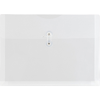 JAM Paper Plastic Envelopes with Button &amp; String Tie Closure, Letter Booklet, 9 3/4&quot; x 13&quot;, Clear, 108/PK