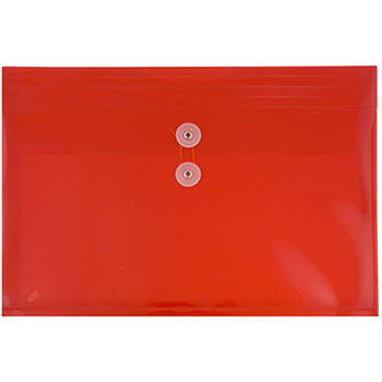 JAM Paper Plastic Envelopes with Button &amp; String Tie Closure, Letter Booklet, 9 3/4&quot; x 13&quot;, Red, 108/PK