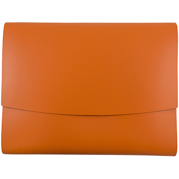 JAM Paper Italian Leather Portfolios with Snap Closure, 10 1/2&quot; x 13&quot; x 3/4&quot;, Orange, 12/PK