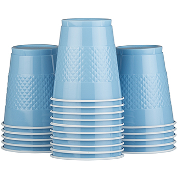 JAM Paper Cups, 12 oz, Plastic, Baby Blue, 20/Pack