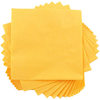 JAM Paper Small Beverage Napkins, 5 in x 5 in, Yellow, 250/Pack