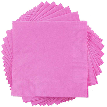 JAM Paper Lunch Napkins, 2-Ply, 6 1/2&quot; W x 6 1/2&quot; L, Pink, 250 Napkins/Pack