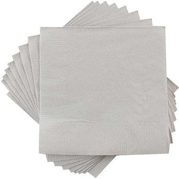 JAM Paper Lunch Napkins, 2-Ply, 6 1/2&quot; W x 6 1/2&quot; L, Silver, 250 Napkins/Pack
