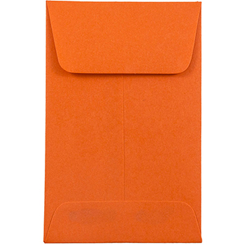 JAM Paper #1 Coin Business Colored Envelopes, 2 1/4&quot; x 3 1/2&quot;, Orange Recycled, 50/BX
