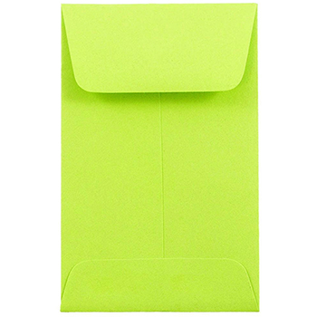 JAM Paper #1 Coin Business Colored Envelopes, 2 1/4&quot; x 3 1/2&quot;, Lime Green Recycled, 100/CT
