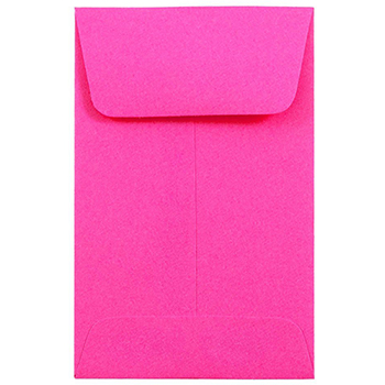 JAM Paper #1 Coin Business Colored Envelopes, 2 1/4&quot; x 3 1/2&quot;, Fuchsia Pink, 100/CT