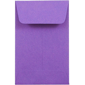 JAM Paper #1 Coin Business Colored Envelopes, 2 1/4&quot; x 3 1/2&quot;, Purple Recycled, 100/CT