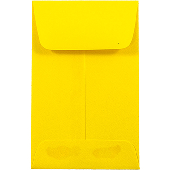 JAM Paper #1 Coin Business Colored Envelopes, 2 1/4&quot; x 3 1/2&quot;, Yellow Recycled, 500/PK