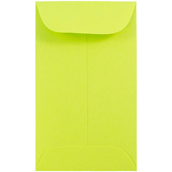 JAM Paper #3 Coin Business Colored Envelopes, 2 1/2&quot; x 4 1/4&quot;, Ultra Lime Green, 500/BX