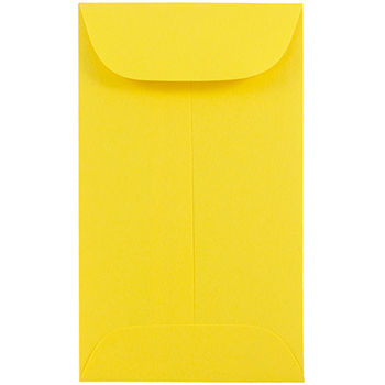 JAM Paper #3 Coin Business Colored Envelopes, 2 1/2&quot; x 4 1/4&quot;, Yellow Recycled, 500/BX