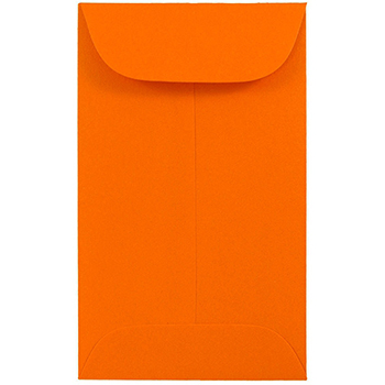 JAM Paper #3 Coin Business Colored Envelopes, 2 1/2&quot; x 4 1/4&quot;, Orange Recycled, 500/BX