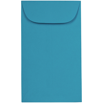 JAM Paper #3 Coin Business Colored Envelopes, 2 1/2&quot; x 4 1/4&quot;, Blue Recycled, 50/PK