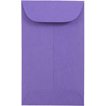 JAM Paper #3 Coin Business Colored Envelopes, 2 1/2&quot; x 4 1/4&quot;, Violet Purple Recycled, 500/BX