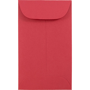 JAM Paper #3 Coin Business Colored Envelopes, 2 1/2&quot; x 4 1/4&quot;, Red Recycled, 50/PK