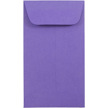 JAM Paper #6 Coin Business Colored Envelopes, 3 3/8&quot; x 6&quot;, Violet Purple Recycled, 50/PK